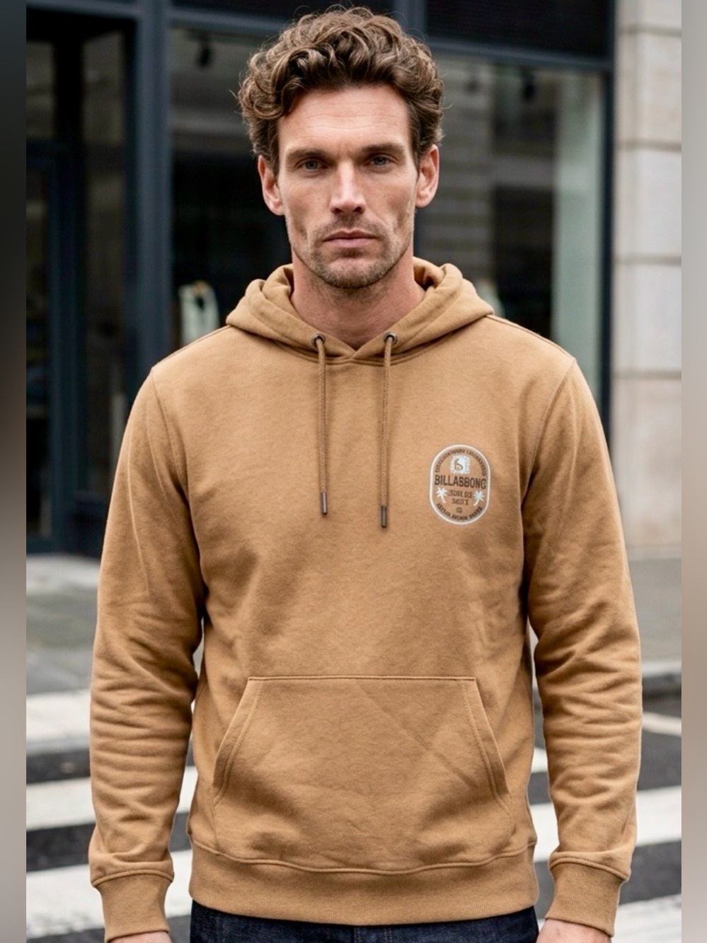Billabong Men's Camel/Tan Fleece Pullover Hoodie Size S